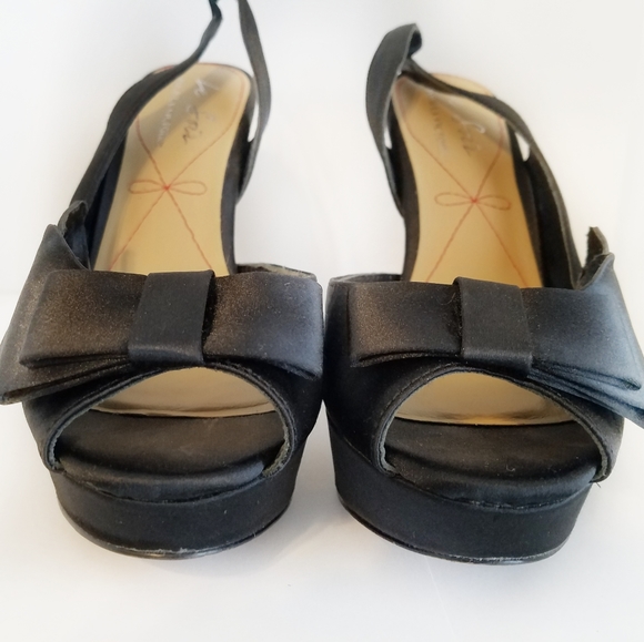 Joya PLV Black Satin High Heels 6.5 - Picture 3 of 11